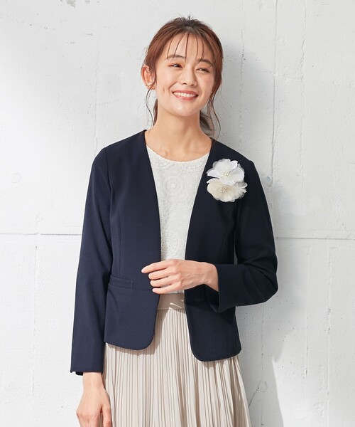 any SiS【新品】【洗える】ノーカラーライト ジャケット any SiS ジャケット ノーカラージャケット 「洗える」ノーカラー