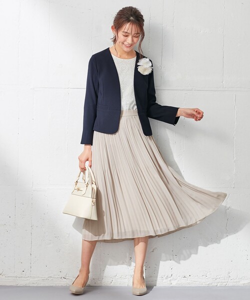 any SiS【新品】【洗える】ノーカラーライト ジャケット any SiS ジャケット ノーカラージャケット 「洗える」ノーカラー