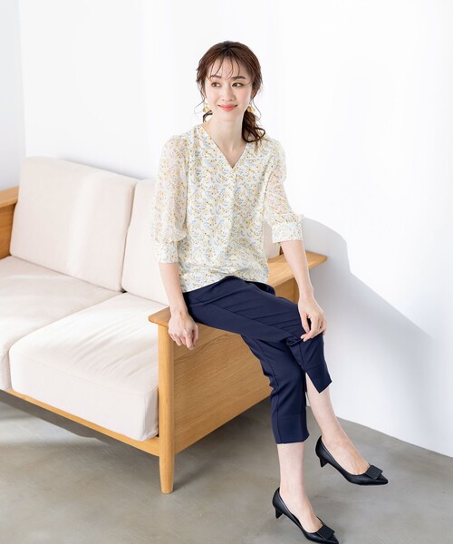 ブラウス シャツ 「洗える」フラワー柄ブラウス レディース 洗える】フラワー柄ブラウス（シャツ・ブラウス） | INDIVI