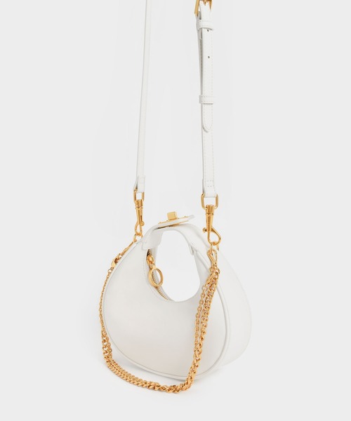 美品 CHARLES&KEITH ショルダー バッグ ミニクレッセント ホーボー CHARLES ＆ KEITH ショルダーバッグ バッグ ミニクレッセント