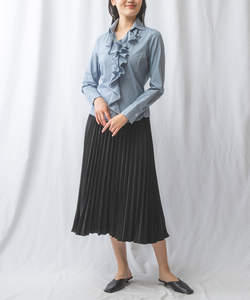 ブラウス シャツ 「NARACAMICIE」チェック袖口フリルシャツ レディース NARACAMICIE ブラウス シャツ 「NARACAMICIE」チェック袖口