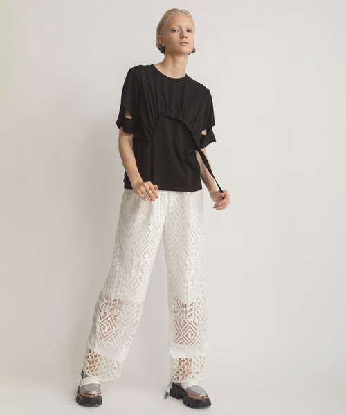 「AULA AILA」 7分袖カットソー 0 ホワイト レディース AULA AILA tシャツ ドローストリングTシャツ レディース