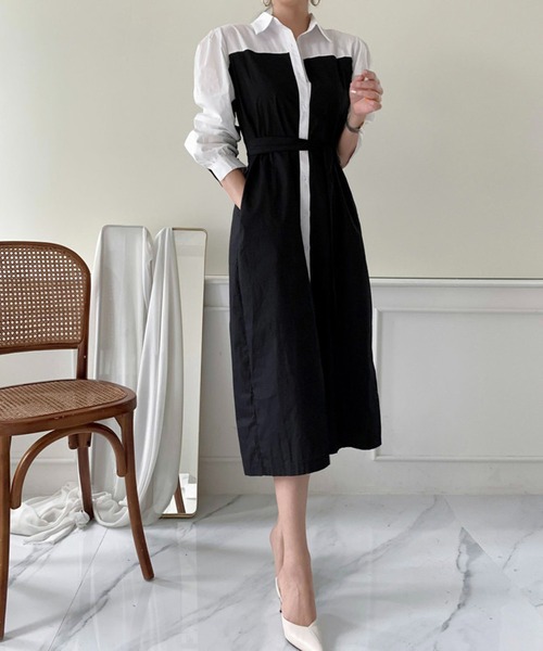 ROOP TOKYO ワンピース BY-COLOR LONG DRESS / バイカラーロング