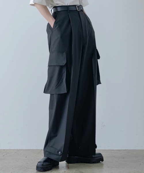 tuck detailed cargo trousers　カーゴスラックス Tuck Cargo Pants / タックカーゴパンツ（カーゴパンツ）｜glamb