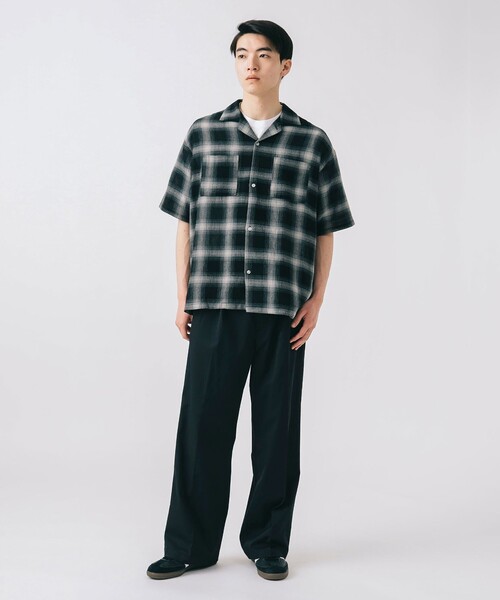 BEAMS HEART シャツ シアー オンブレーチェック メンズ