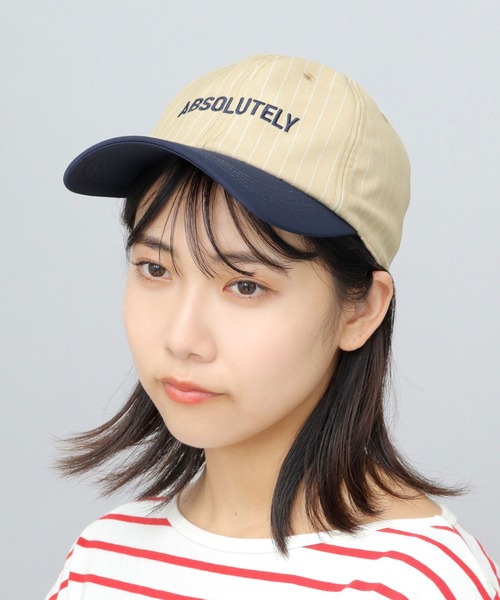 A.M.S. キャップ 帽子 ストライプ バイカラー ベースボールキャップ