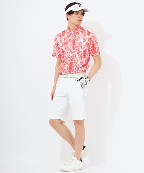 FILA GOLF 遮熱バーチカルメッシュタイポプリント半袖シャツ bk7 大きいサイズ メンズ ゴルフ FILA GOLF 遮熱 バーチカル