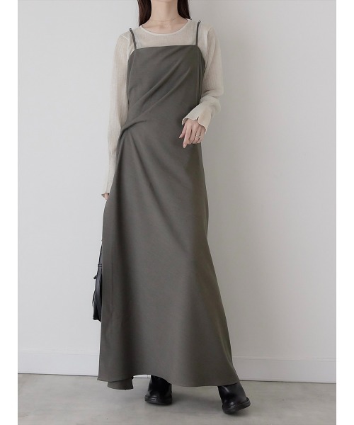 amel サイドドレープキャミドレス amel ワンピース side drape cami dress/gray : ZOZOTOWN Yahoo