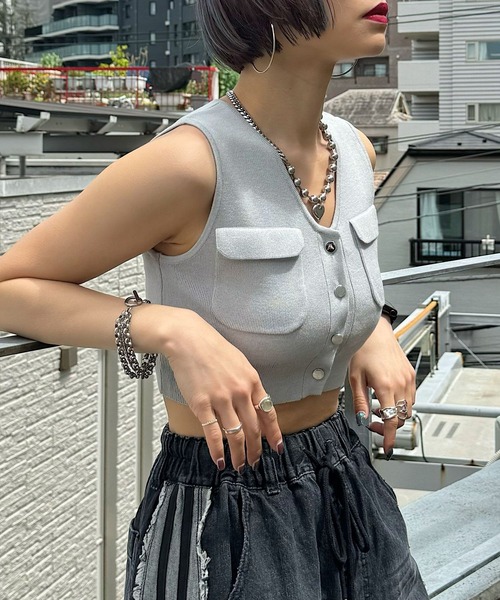 GYDAノースリーブセーター ロゴ　ニット ノースリーブ GYDA ジェイダ - レディース ノースリーブニット -靴