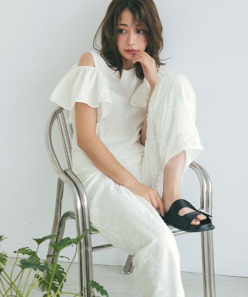 DONOBAN tシャツ フリルショルダーTee レディース : ZOZOTOWN