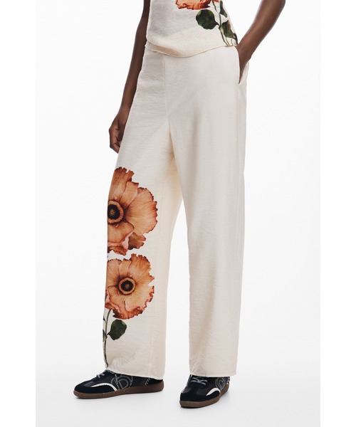 Desigual パンツ FLORPOSICIONAL ロングパンツ フラワープリント
