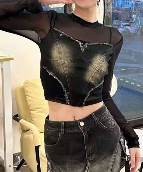 LADY LIKE tシャツ ボディスーツ風シアートップス レディース
