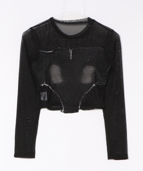 LADY LIKE tシャツ ボディスーツ風シアートップス レディース