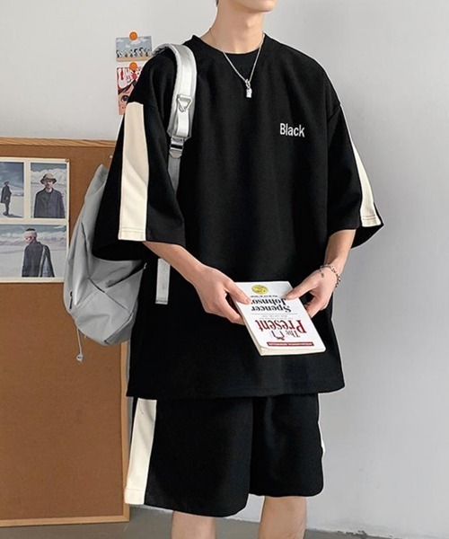 tシャツ 「NOWLE」サマースウェット ビッグシルエット 半袖 カットソー＆ サマースウェット ワイド ハーフパンツ セットアップ メンズ | NOWLE | 02