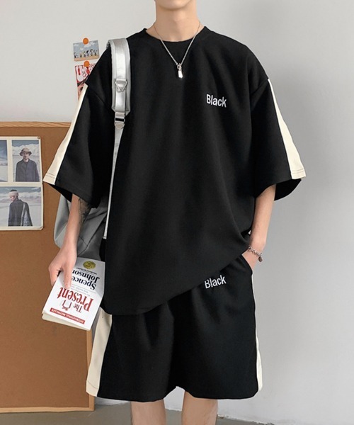 tシャツ 「NOWLE」サマースウェット ビッグシルエット 半袖 カットソー＆ サマースウェット ワイド ハーフパンツ セットアップ メンズ | NOWLE | 04