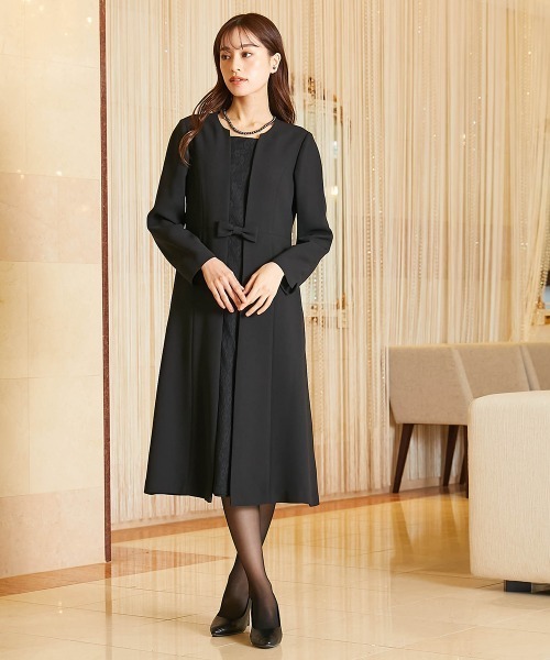 プリーツアンサンブル風ワンピース　ネイビー ラストワン　長袖 23区】CLASSY.Presents 「アンサンブルワンピ」があればオンも