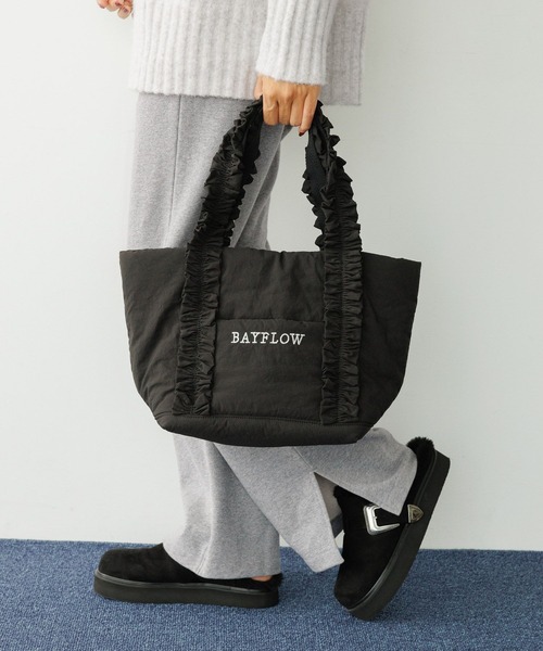 BAYFLOW フリルトートM ＆フリル巾着ショルダー 楽天市場】【SALE／30%OFF】[マチが広くて使いやすい]フリル