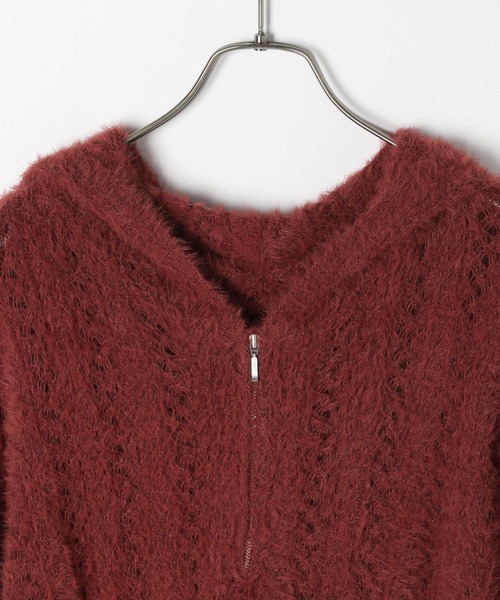 Heather ワンピース シャギーフードZIPミニワンピース 234814