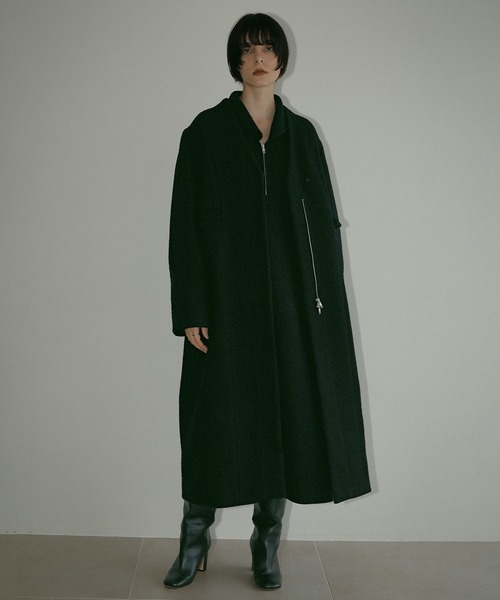 MANOF カラーレスロングコート　ブラック MANOF（マノフ） ノーカラーコート コート COLLARLESS LONG COAT