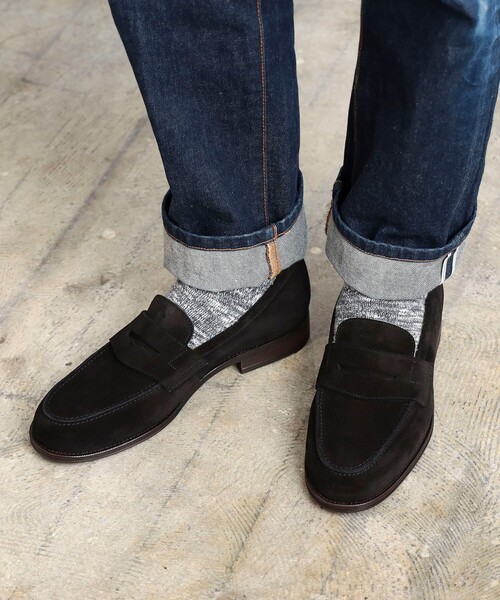 【美品】BEAMS スエード ローファー 本革　サイズ9（箱付き） B：MING by BEAMS ローファー スエード ペニーローファー メンズ