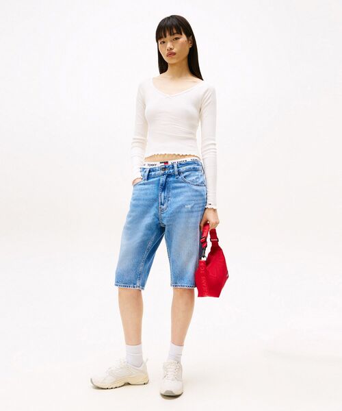 TOMMY JEANS tシャツ スリムVネックガーメントダイリブ