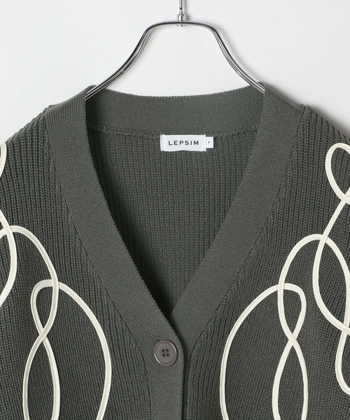 LEPSIM（レプシィム） カーディガン 7ゲージニュアンス刺繍