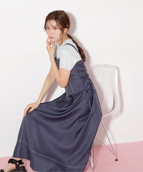 すぐ届く 可愛い[JILL by JILL]デニムライク レースアップワンピ JILL by JILL STUART｜◇デニムライクペンシルワンピース