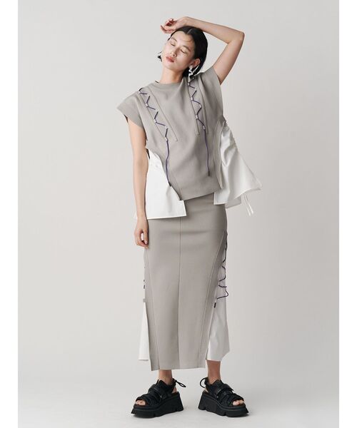UN3D セットアップ UN3D. ブラウス シャツ WAVE SHIRRING 2WAY SH「セットアップ