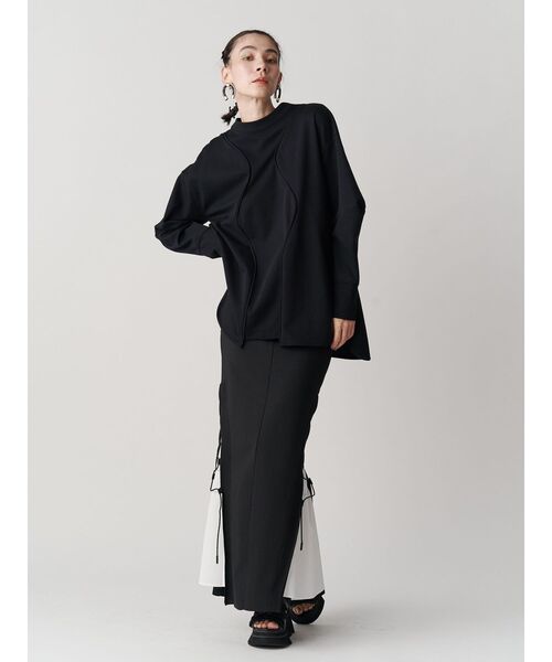 UN3D. スカート WAVE CODE KNIT SK「セットアップ着用可能