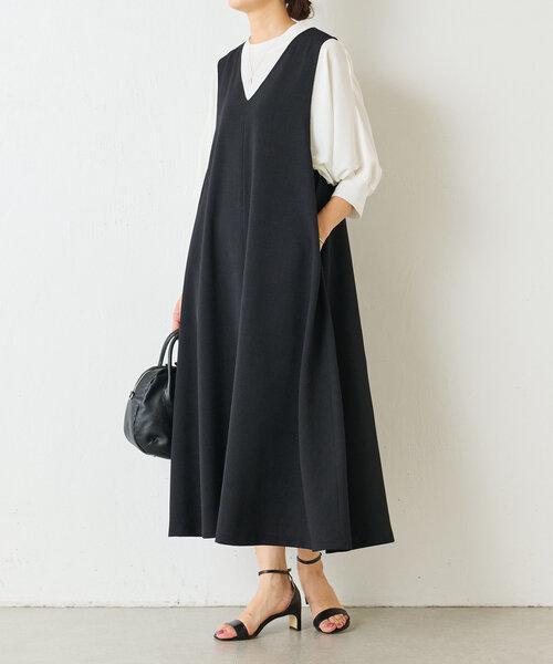 新品 BEARDSLEY サラシャリジャンパースカート BLACK BEARDSLEY ワンピース サラシャリジャンパースカート : ZOZOTOWN