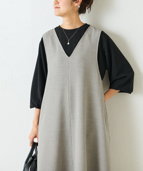 新品 BEARDSLEY サラシャリジャンパースカート ¥22,000　グレー サラシャリジャンパースカート（ワンピース）｜BEARDSLEY