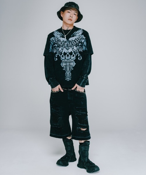 BREATH tシャツ 「BREATH / ブレス」SKULL WING LOGO TEE / ブラック