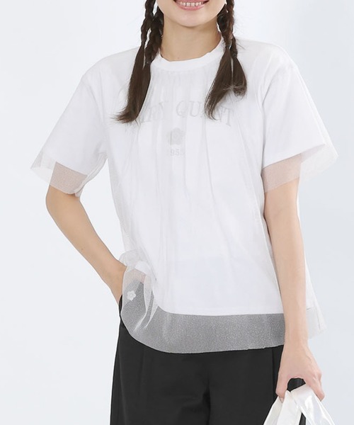 チュールが可愛い【マリークワント】チュールドッキング Tシャツ チュールが可愛い【マリークワント】チュールドッキング Tシャツ