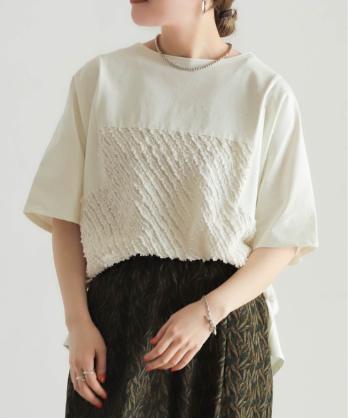 tシャツ カットJQコンビ　切替ドルマンP/O レディース