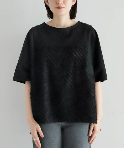 tシャツ JQ布帛カットコンビ　ロゴP/O レディース NOMBRE IMPAIR tシャツ カットJQコンビ 切替ドルマンP/O
