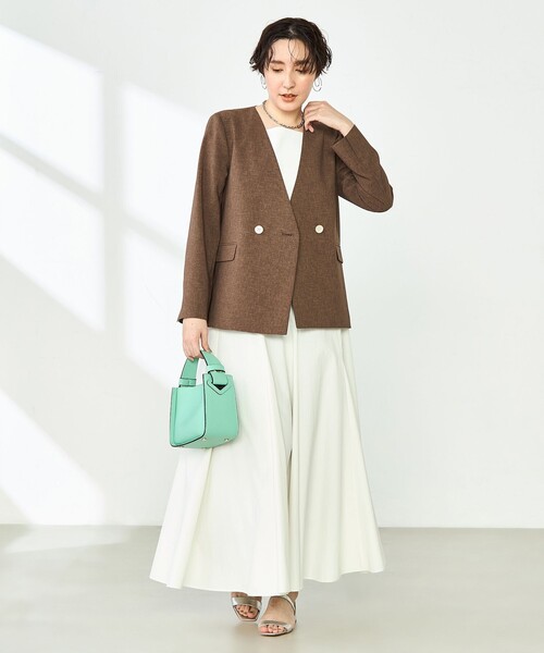 【セットアップ対応】ノーカラーダブルデザイン NOLLEY'S ジャケット ノーカラージャケット 「セットアップ対応
