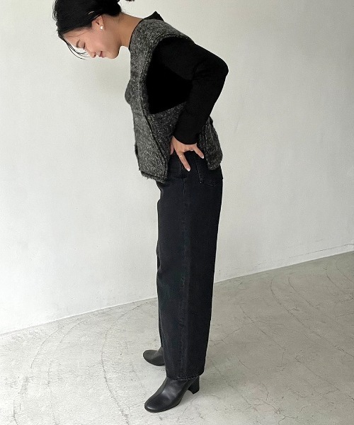 「Dhyana.」 ショートブーツ 24.5cm ダークカーキ レディース_画像4