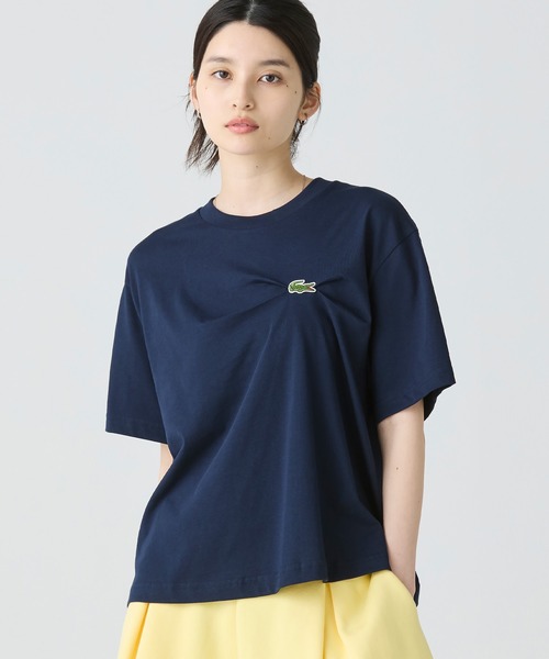 tシャツ ワニロゴプリーツオーバーサイズフィットTシャツ レディース