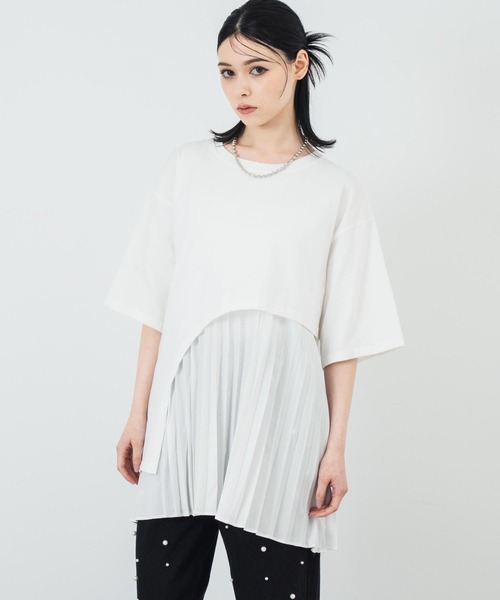 tシャツ M2522 ドッキングＢＩＧ　Ｔ レディース ANAP tシャツ プリーツ ドッキング BIGTシャツ レディース
