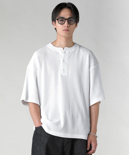 OLD JOE Mサイズ ヘンリーネック長袖Tシャツカットソー ヴィンテージ加工 EPIC tシャツ ヴィンテージ加工半袖ヘンリーネックTシャツ メンズ