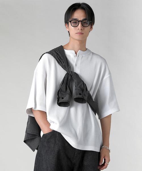 EPIC（ファッション） tシャツ ヴィンテージ加工半袖ヘンリーネックT 