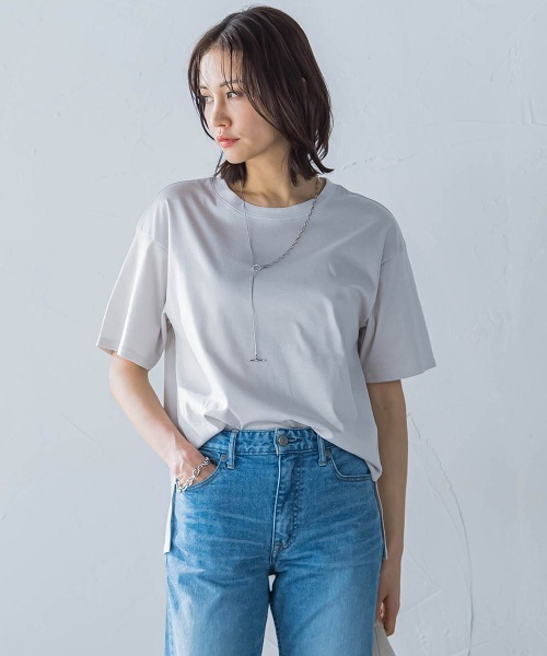 tシャツ 「WEB限定」「3サイズ」コットン汗じみ防止カットソー「洗える/接触冷感」 レディース