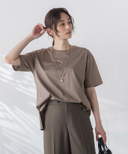 tシャツ 「WEB限定」「3サイズ」コットン汗じみ防止カットソー「洗える/接触冷感」 レディース LAUTREAMONT tシャツ 「WEB限定」「3サイズ」コットン汗じみ防止