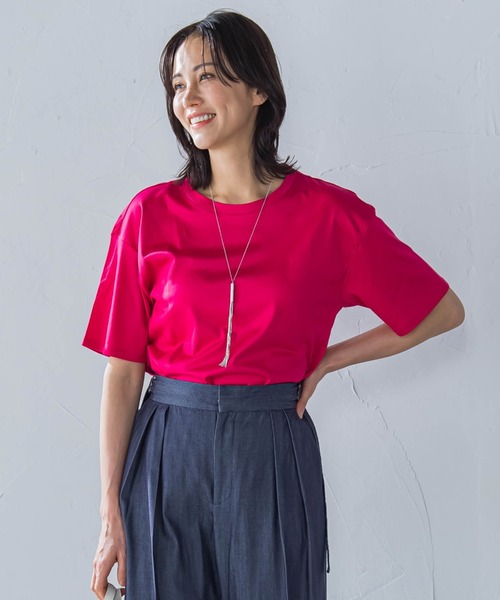 tシャツ 「WEB限定」「3サイズ」コットン汗じみ防止カットソー「洗える/接触冷感」 レディース WEB限定】【3サイズ】コットン汗じみ防止カットソー≪洗える