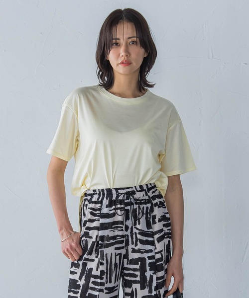 tシャツ 「WEB限定」「3サイズ」コットン汗じみ防止カットソー「洗える/接触冷感」 レディース LAUTREAMONT tシャツ 「WEB限定」「3サイズ」コットン汗じみ防止
