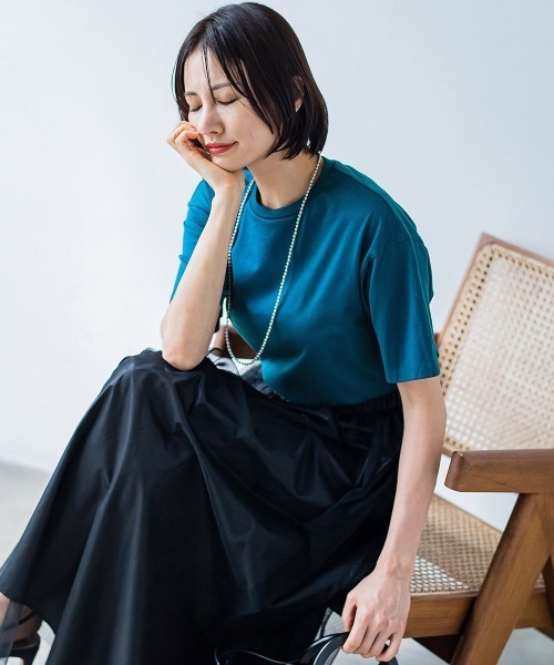 tシャツ 「WEB限定」「3サイズ」コットン汗じみ防止カットソー「洗える/接触冷感」 レディース LAUTREAMONT tシャツ 「WEB限定」「3サイズ」コットン汗じみ防止
