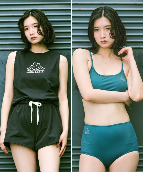 【WBK】Kappa/(W)リブビキニカバーアップ3点セット Kappa（カッパ） 水着 リブビキニ+カバ―アップ 3点セット水着
