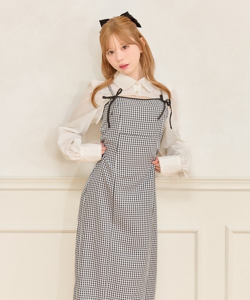 apres jour ダブルリボンキャミワンピース ショートボレロブラウス セット】ショートボレロブラウス・ダブルリボンキャミワンピース