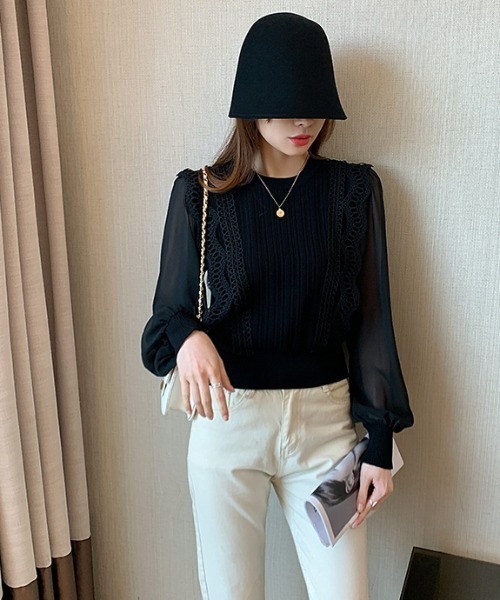 「N.s」 長袖ブラウス FREE ブラック レディース_画像5