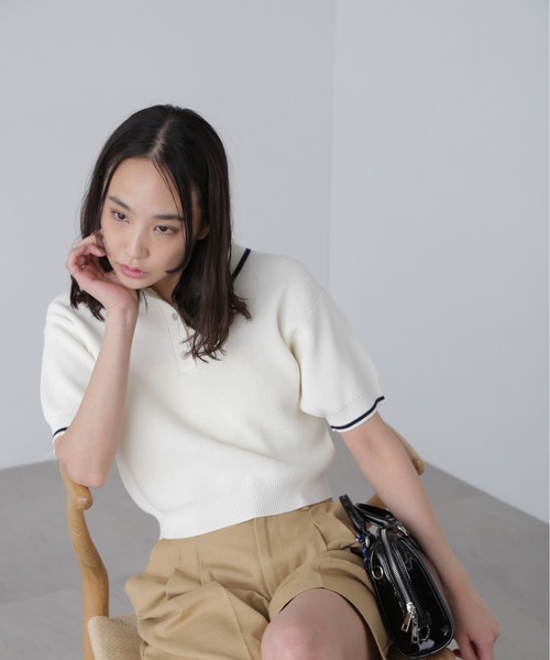 ニット セーター 配色ラインニットポロ レディース | FREE’S MART | 05